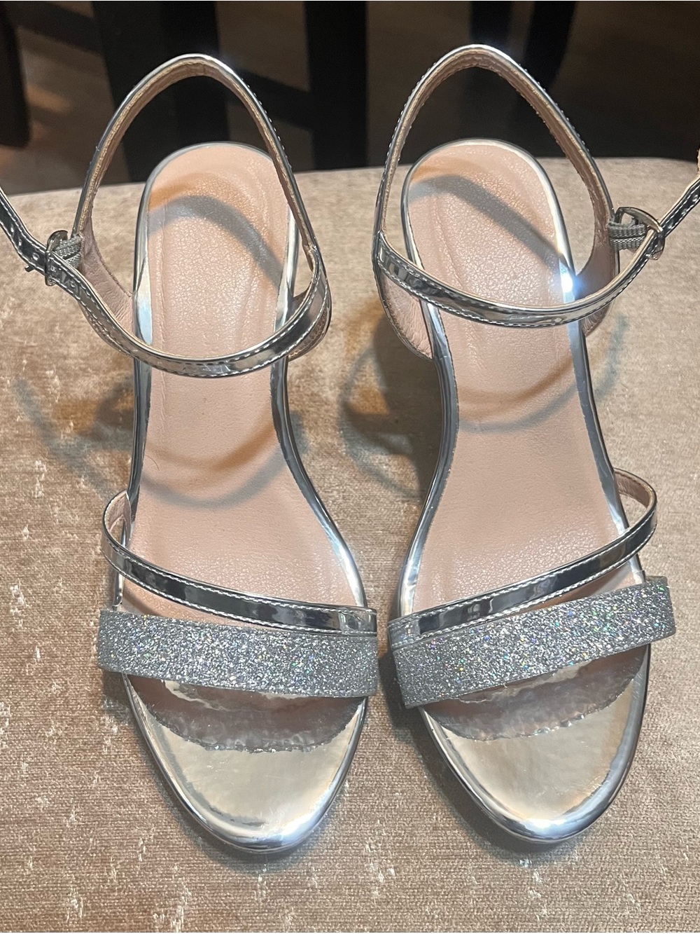 FOREVER Women's Silver High-Heel Platform Sandals